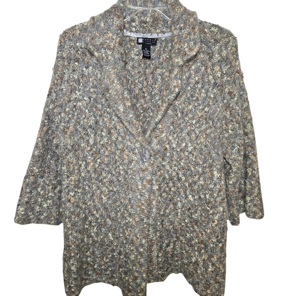 Vintage Carole Little Woman Single Button Jacket Wool Alpaca Mohair Cardigan 2x